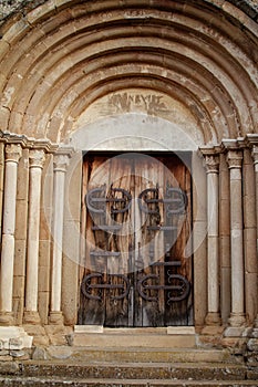 Entrance door in Cisnadioara Fortress, Among The Oldest Romanic Monuments In Transylvania