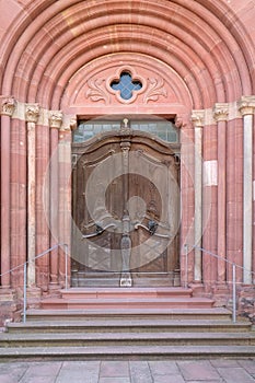 Entrance door of Cistercian Abbey of Bronnbach, Germany