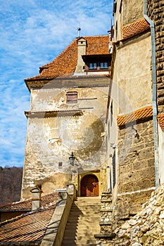 Entrance door of Dracula castle in Bran, Romania