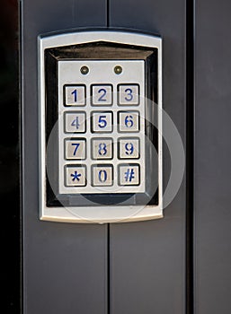 Entrance door electronic code key. Security and control