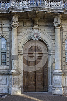 Entrance door of the  Italian University for foreigners in Perugia, Italy