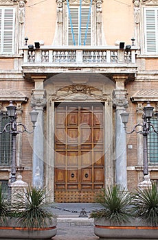 Entrance door of Madama Palace in Rome photo