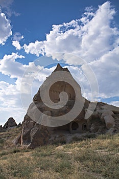 Entrance door of rocky house dwell troglodyte in cappadocia photo
