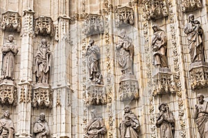 Entrance door of Sevilla Cathedral. Sevilla, Spain