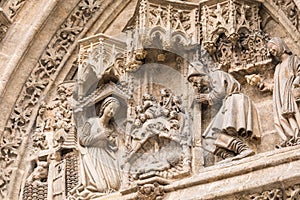 Entrance door of Sevilla Cathedral. Sevilla, Spain