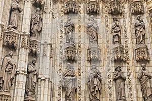 Entrance door of Sevilla Cathedral. Sevilla, Spain