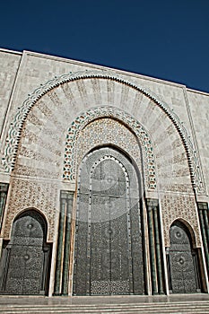 The entrance doors of the El Hassam II Mosque