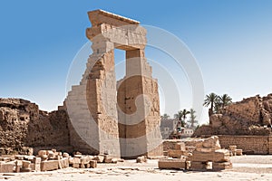 Entrance of egyptian dendera temple photo