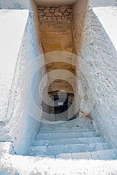 Entrance of the Egyptian tomb of Queen Tiaa, dynasty XVIII, wife