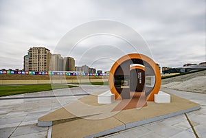 Entrance on an exhibition in Heydar Aliyev park