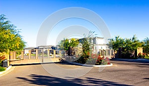 Entrance And Exit Metal Gates On Home Subdivision