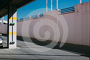 Entrance or exit of a Parking garage, idustrial background