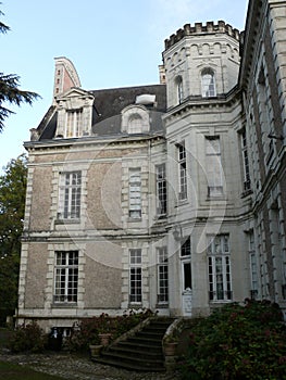 Entrance facade of the castle la Herserie at Croix en Touraine