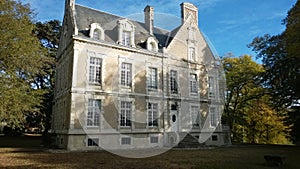 Entrance facade of the castle la Herserie at Croix en Touraine