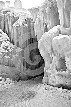 An entrance into the frozen ice castle