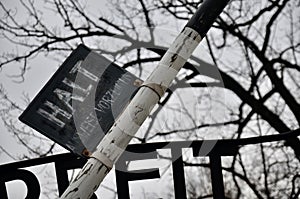 Entrance gate at the Auchwitz Birkenau concentration camp, Poland