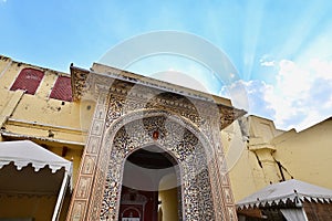 Entrance Gate of City Palace or Chandra Mahal in Jaipur, Rajasthan