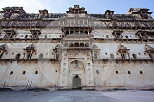 Entrance gate of the Datia Palace (Bir Singh Palace) in Datia, Madhya Pradesh, India