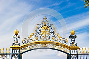 Entrance gate of the Fountain gardens in Nimes, France