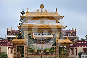 Entrance gate of Ganden Jangtse Monastery, at Tibetan camp, Mundgod