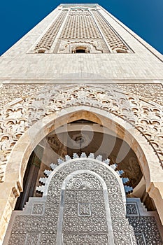 Entrance gate Hassan II Mosque minaret Casablanca