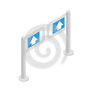 Entrance gate icon, isometric 3d style