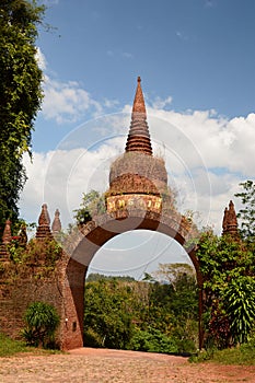 Entrance gate of Khao Na Nai Luang Dharma Park, or Thamma Park. Ton Yuan. Phanom District. Surat Thani. Thailand