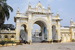 Entrance gate of Maharaja's Palace in Mysore - Karnataka - India