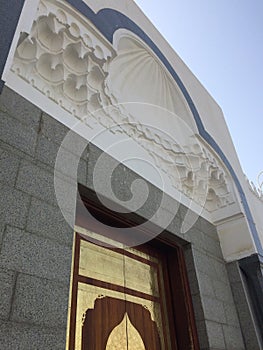 Entrance gate of Quba Mosque in Medina - Islamic sacred city of Al Madinah - Religious tour photo