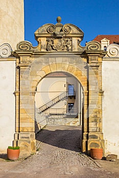 Entrance gate in the surrounding wall of the castle in Bernburg