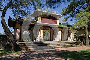 Entrance gate in Thien Mu Pagoda. Unesco World Heritage Site. Hue, Vietnam