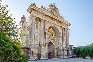 Entrance gate to charterhouse of Santa Maria de la Defension in Jerez de la Frontera, Spain