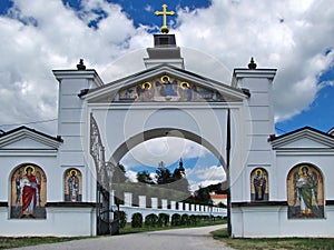 Entrance gate to the Grgeteg Orthodox monastery from 1717. in Serbia
