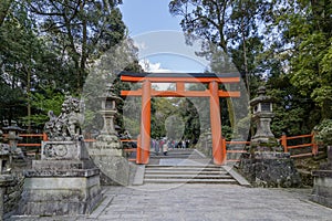 Entrance gate to the Kasuga Taisha Shrine in Nara, Japan