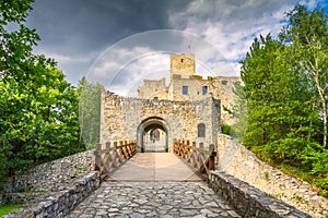 Entrance gate to the medieval castle Strecno nearby Zilina town photo