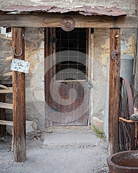 Entrance gate to the old gold mine in the western town of Oatman