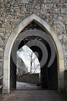 Entrance gate to Oybin castle and monastery