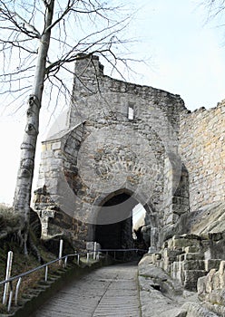 Entrance gate to Oybin castle and monastery