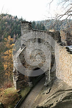 Entrance gate to Oybin castle and monastery