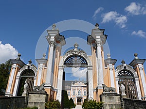 Entrance gate to the rococo castle Nove Hrady