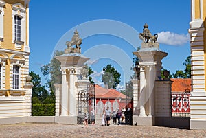 Entrance gate to Rundale palace in Pilsrundale, Latvia.