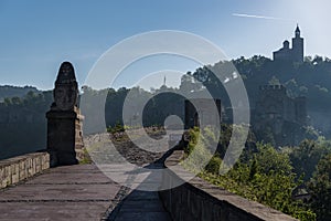 Entrance gate of Tsarevets Fortress and Patriarch Church on the Tsarevets hill in Veliko Tarnovo