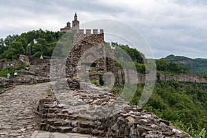 Entrance gate of Tsarevets Fortress and Patriarch Church on the Tsarevets hill in Veliko Tarnovo