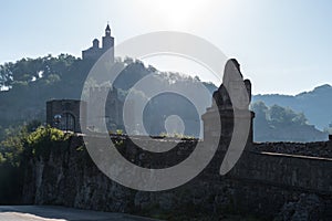 Entrance gate of Tsarevets Fortress and Patriarch Church on the Tsarevets hill in Veliko Tarnovo