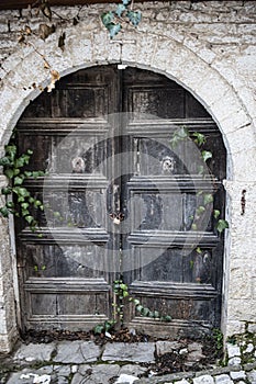 The entrance gate of an typical traditional house of Berat