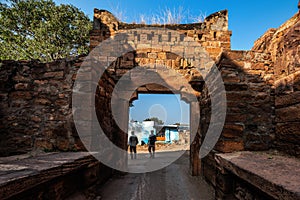 Entrance gate for upper and lower shivalaya at badami, karnataka, india