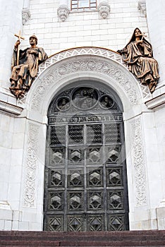 Entrance gates of Christ the Savior Church in Moscow, Russia
