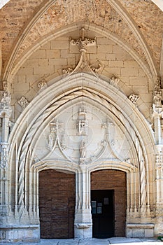 The entrance of a gothic catholic church in south of France