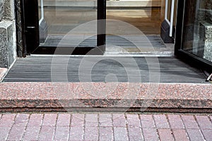 The entrance with granite threshold.