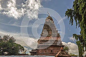 Entrance of Grishneshwar temple-Stone wall and stapes Verul Ellora